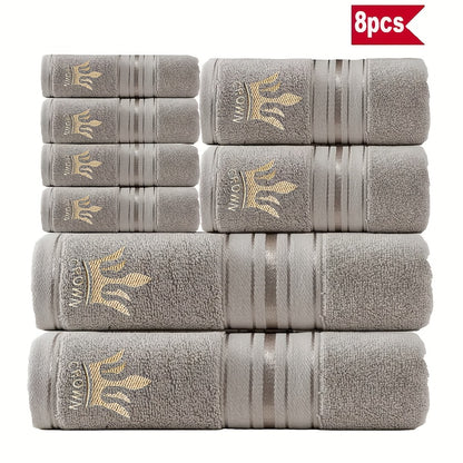 RoyalCotton – 8pcs Luxury Bath Towel Set with Crown Embroidery
