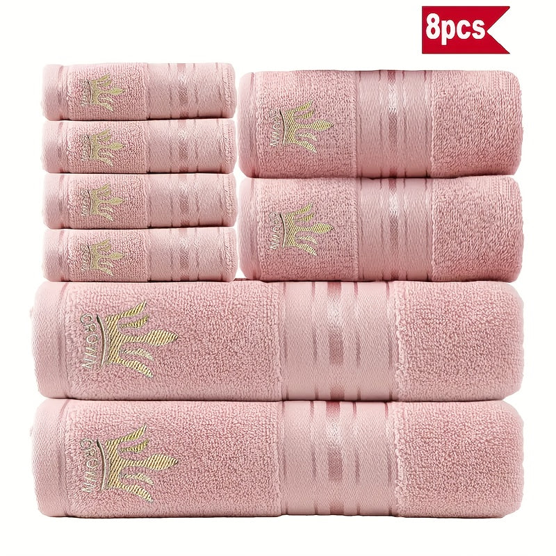 RoyalCotton – 8pcs Luxury Bath Towel Set with Crown Embroidery