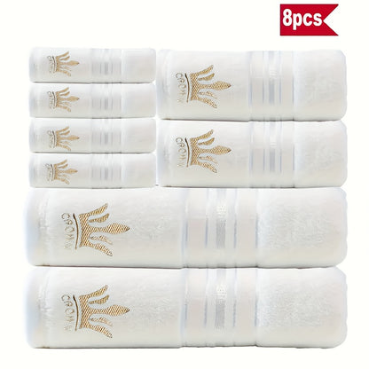 RoyalCotton – 8pcs Luxury Bath Towel Set with Crown Embroidery