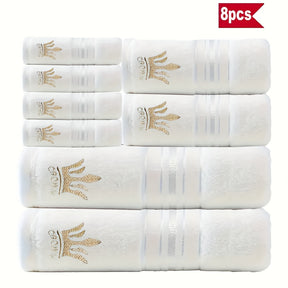 RoyalCotton – 8-teiliges Luxus-Badetuch-Set mit Kronenstickerei