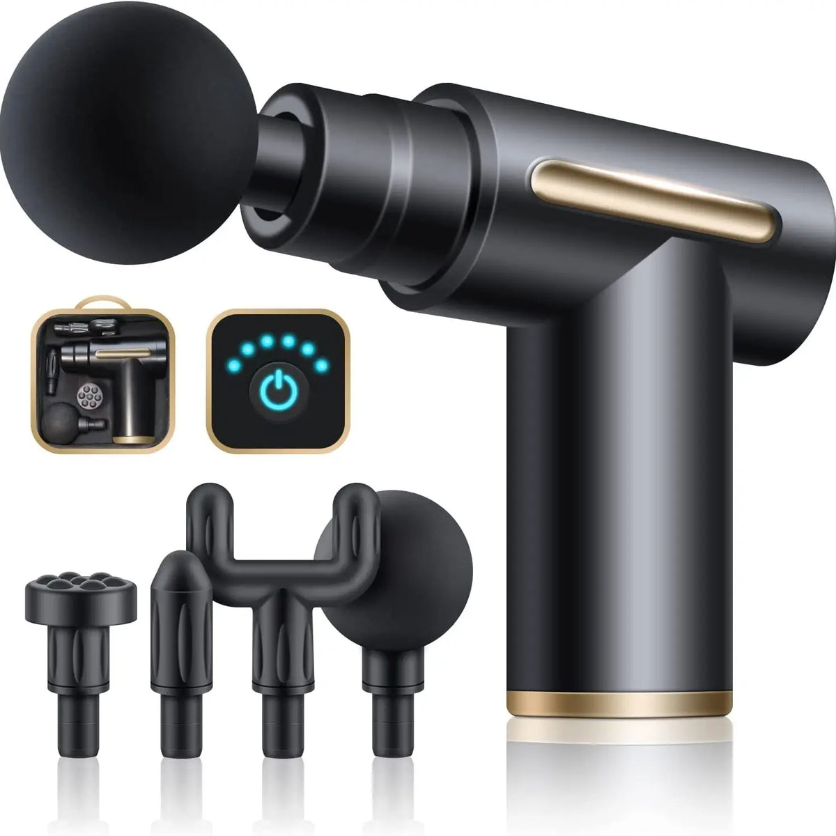  Deep Tissue Percussion Massage Gun with 4 Interchangeable Heads