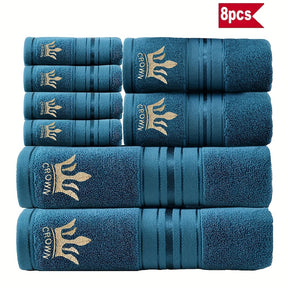 RoyalCotton – 8-teiliges Luxus-Badetuch-Set mit Kronenstickerei